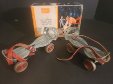 Vintage Sears Roller Skates Adjustable Ball Bearing Leather Straps Slip On w Box