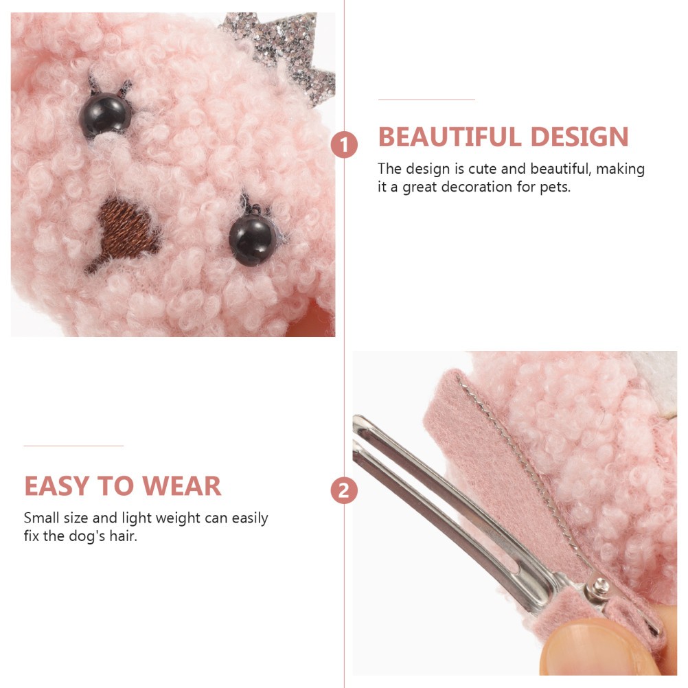 Set 4 pezzi adorabili clip per peli di animali domestici a forma di cane accessori per capelli in panno foto 4