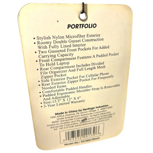 American Tourister Laptop Bag Carry On Shoulder Padded Strap Black Nylon Divided - Afbeelding 3 van 7