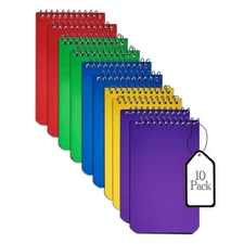 Memo Books, Wirebound Spiral Pads 3x5” Inch, Lined College Ruled Paper, Pocket