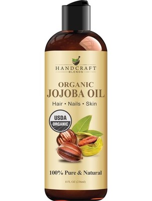 8 fl oz USDA Organic Cold-Pressed Jojoba Oil for Hair, Skin & Face