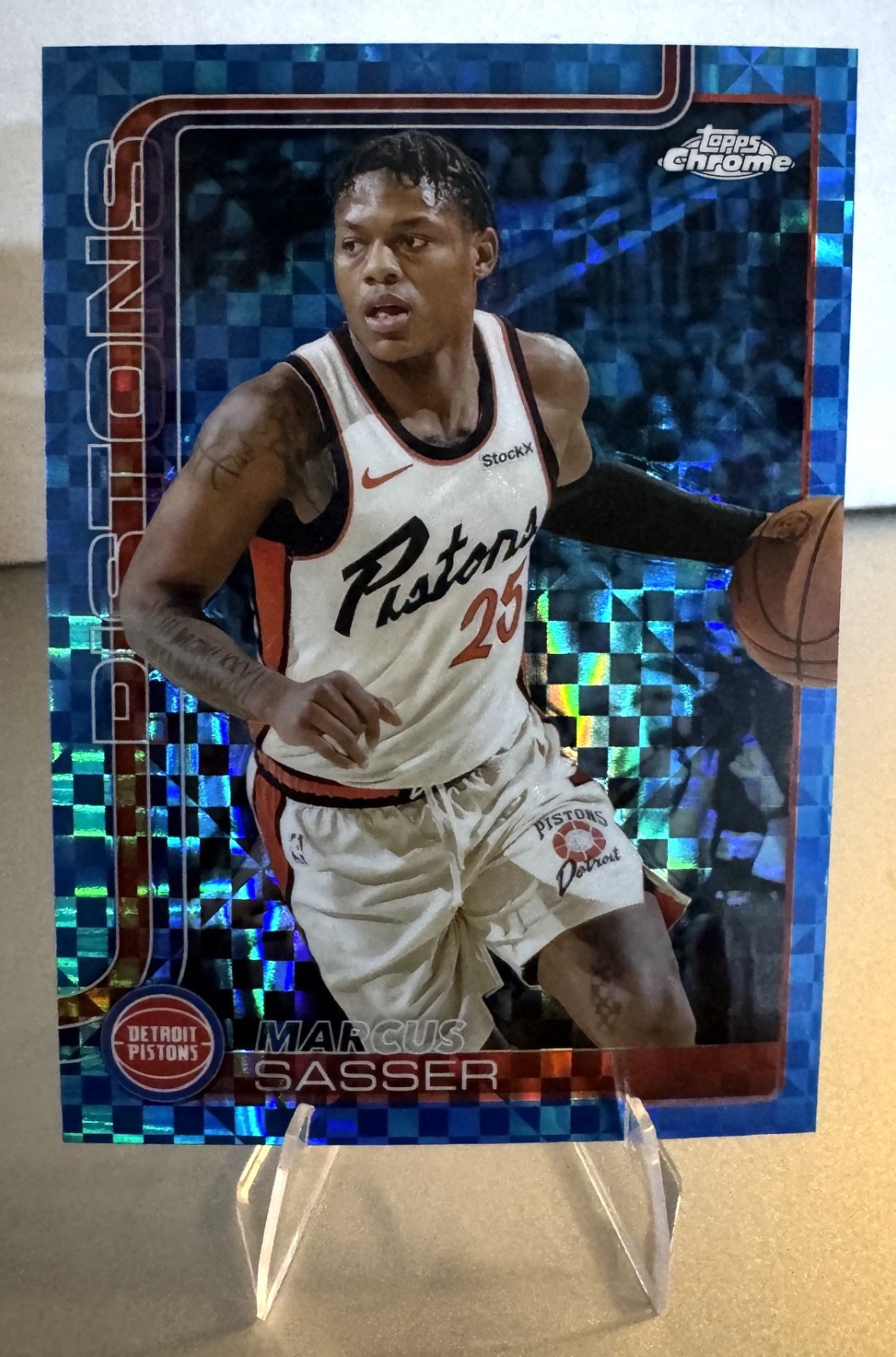 Marcus Sasser #35 "Blue X-Fractor" Parallel - 2025 Topps Chrome - Pistons