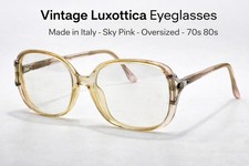 Vintage Luxottica Eyeglasses Italy Sky Pink Oversized 70s 80s Clear Frames