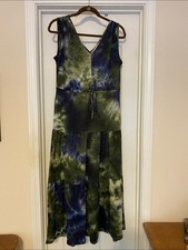 Nina Leonard Green  Blue Tie-Dye V-Neck Maxi Dress medium petite