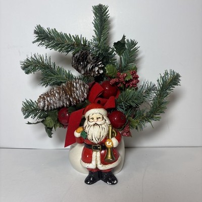 VTG Napco Santa with Partridge Planter Sri Lanka #10632 Christmas Ceramic READ
