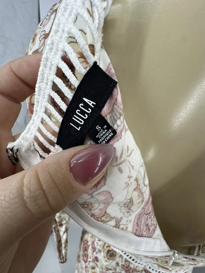 Vestido maxi Lucca pequeno feminino floral bordado renda manga longa gola V BD1 - Imagem 4 de 4