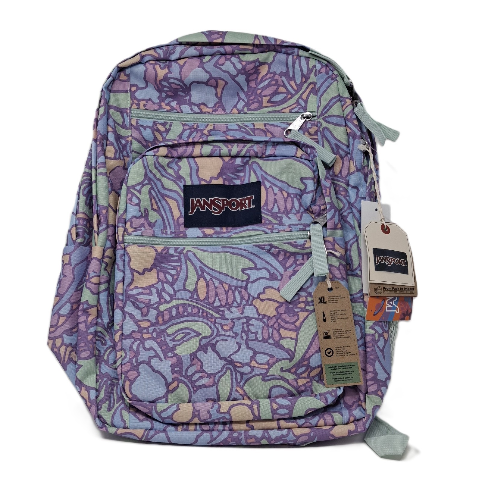 JanSport Backpack - Floral Pastel Abstract Big Student 17.5"