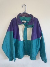 Vintage Club 70's Retro Wind Breaker Jacket Adult Size L Purple Teal