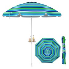 Patiojoy 7.2 FT Portable Beach Umbrella Tilt Sand Anchor Cup Holder W/Carry Bag