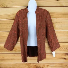 Kasper Blazer Jacket Open Front Womens Sz L Bronze Brown Polyester Blend NWT $79