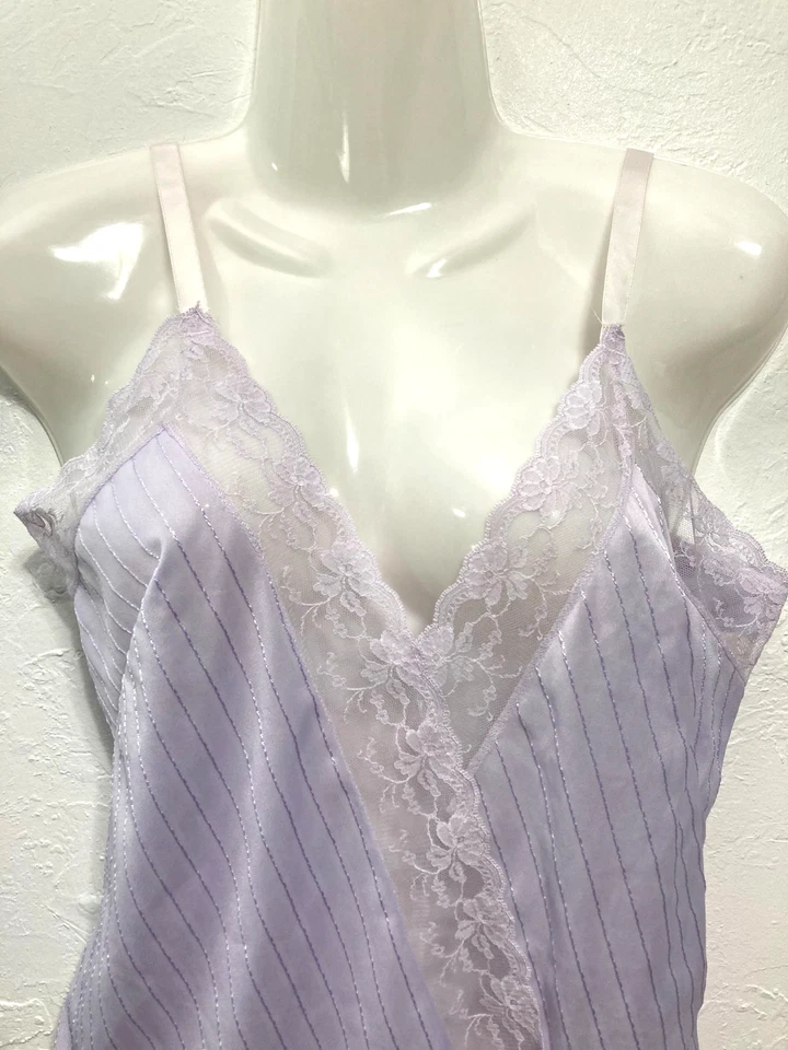Vintage Women's Bodysuit Lace Ruffle Romantic Sheer Lingerie Y2K Fairy Lavender - Image 4 of 4