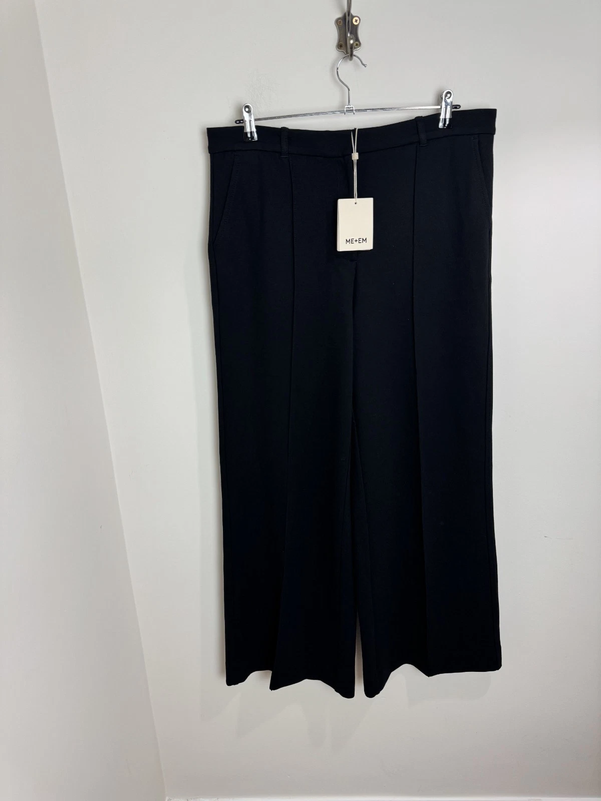 Me+Em Luxe Travel Tailoring Trousers Size 16 Reg Black Boyfriend Man Pant