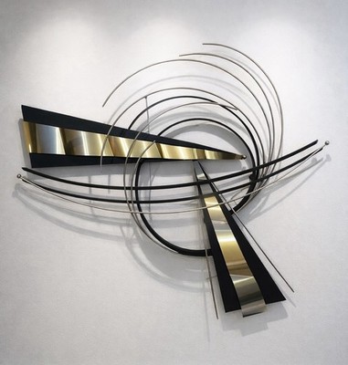 Large Vintage Curtis Jere Abstract Wall Sculpture Brass & Steel MCM C. Jere