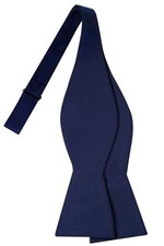 Self-Tied Satin Bow Tie Solid Tuxedo Adjustable Bowties For Adults Navy Blue