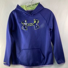 Under Armour UA Girl Purple Lime Bubble Print Logo Coldgear Storm Hoodie YSM