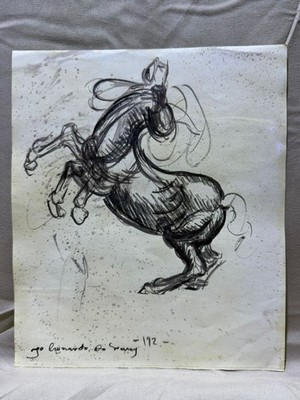 LEONARDO DA VINCI  drawing and painting on old paper signed stamped vintage