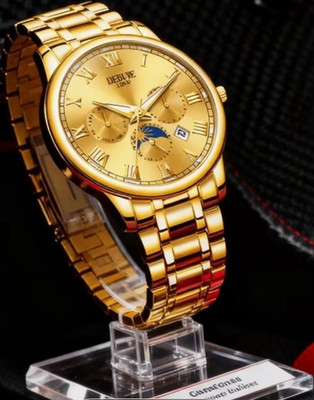 DEBLUE Men's Analog Chronograph Date Watch Gold Roman Numerals Bracelet