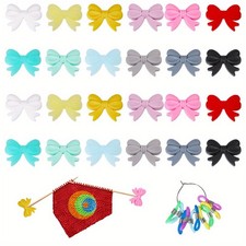 1set 34pcs 17 styles Bowknot Grade Silicone Focal Beads with 1pc Brass Wine