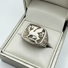 Vintage 925 Sterling Silver Welsh Dragon Chunky Signet Ring Size Q Band Crest