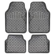 BDK Metallic Chrome Car Floor Mats All-Weather Universal Fit Automotive Set