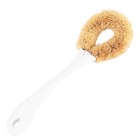  Coconut Brown Silk Pot Brush Scrubbing with Handle Kitchen Scrubber Portable