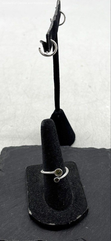 925 Sterling Silver Size 6 CZ Ring & Small Hoop Earrings 2.7g