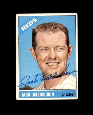 Jack Baldschun Signed Authentic 1966 Topps Cincinnati Reds Autograph