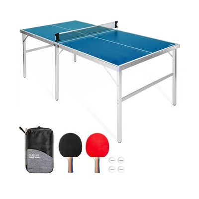 Mid-Size Portable Table Tennis Game Set Blue - Indoor / Outdoor Ping Pong Table