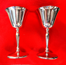 Two-(2) Vintage Sheffield Silver Plate Fluted Wine Glasses