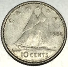 1958 Canada 10 Cents Dime 0.8000 Silver ASW 0.06 Oz Coin Free Shipping - 2475