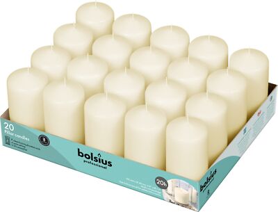 BOLSIUS Ivory Pillar Candles - 20 Pack 2x4 inch Pillar Candle Set - 20 Hours ...