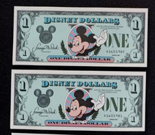 Disney Dollar $1 1987 Rare 1st Series A"Mistake” Consecutive Birthday YR 1981-82
