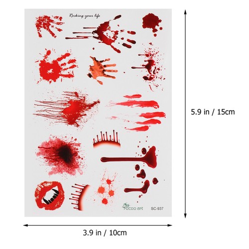 6 Sheets Halloween Makeup Scar Stickers Temporary Tattoos Wedding Props