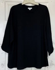 New J Jill women Plus size Top 1XL stretch Rounded bottom 3/4 sleeves black 