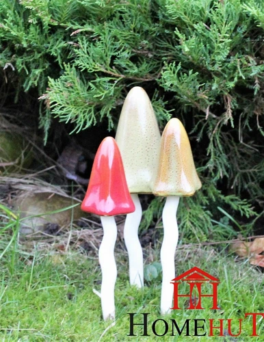 Garden Ornaments Mushrooms Ceramic Toadstools Fairy Garden Tinkling Outdoor