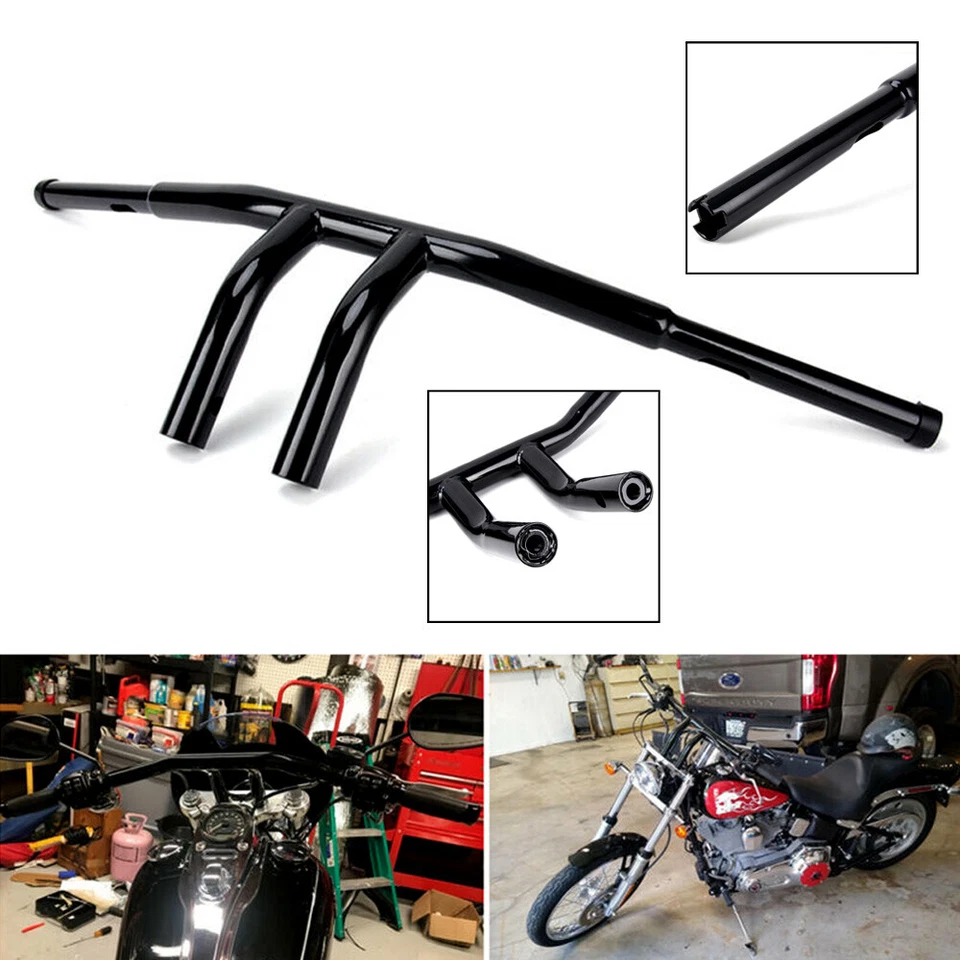 Manillar de barra en T de arrastre de elevación de 8" 1-1/4" grasa para Harley Sportster XL Dyna Softail FLS Foto 4 de 4
