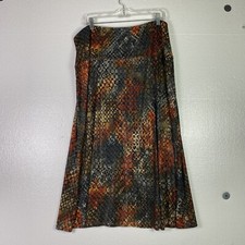 N Touch Skirt Womens Size XL Black Gold Thread Multi Pull On long length