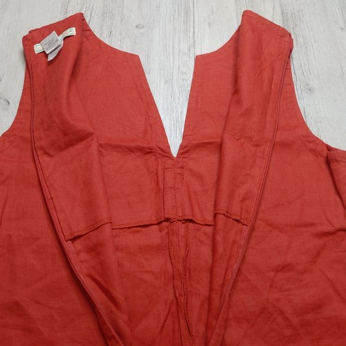 Couleurs D'ete Boho Maxi Dress Zip Back Drape Vintage Linen Rust Red Size 40 - Picture 8 of 11
