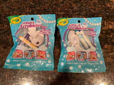 Crayola Scribble Scrubbie Ocean Pets With Scrub Brush And Markers Set Of 2 New