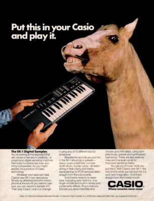 1986 CASIO SK-1 DIGITAL SAMPLER KEYBOARD PRINT AD, VTG 80s MUSIC ...
