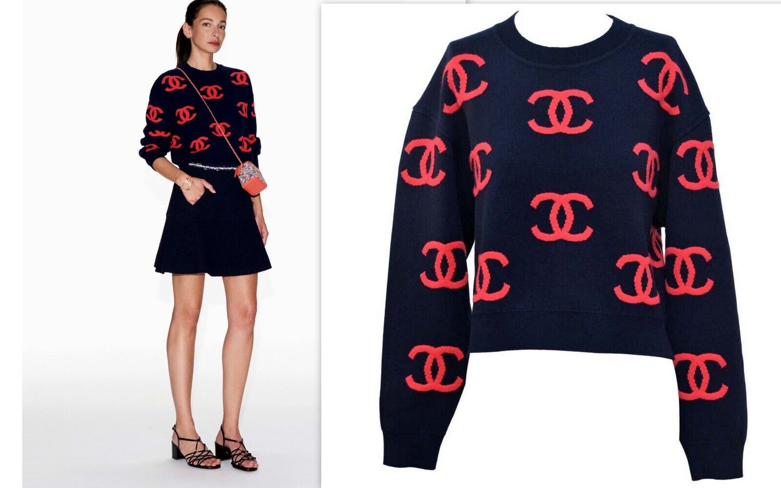 CHANEL CC Logo Pullover Sweater Size 38 New With Tags