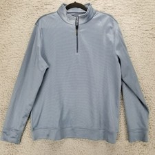 Hickey Freeman Shirt Mens Medium Blue Long Sleeve 1/4 Zip Pullover Sweatshirt