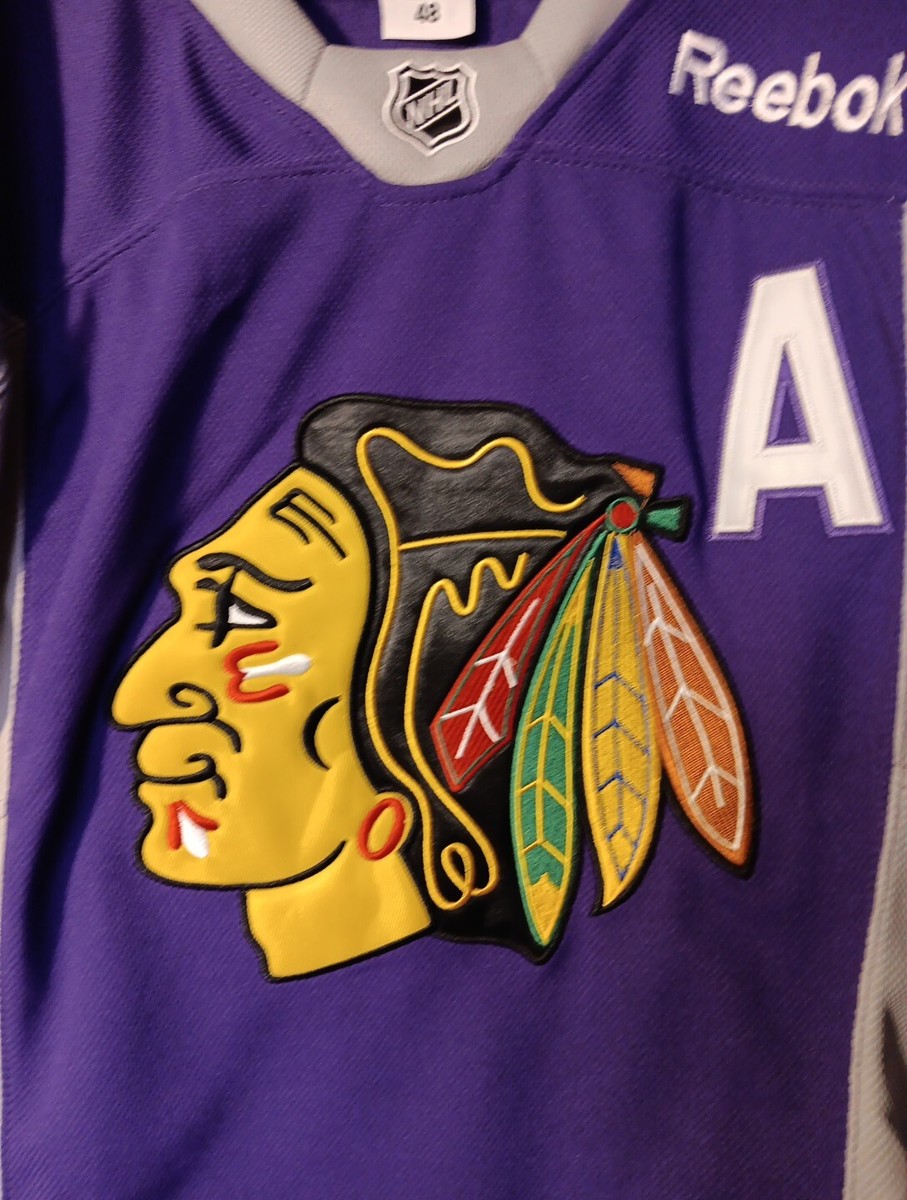 Chicago Blackhawks Purple Jersey MENS 48 Hockey Fights Cancer KEITH Reebok  CCM