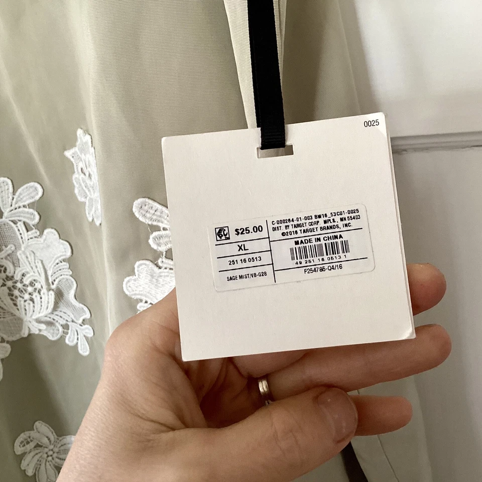 NUEVO CON ETIQUETAS VESTIDO HALTER VICTORIA BECKHAM x Target niñas verde salvia apliques de flores XL Foto 4 de 4