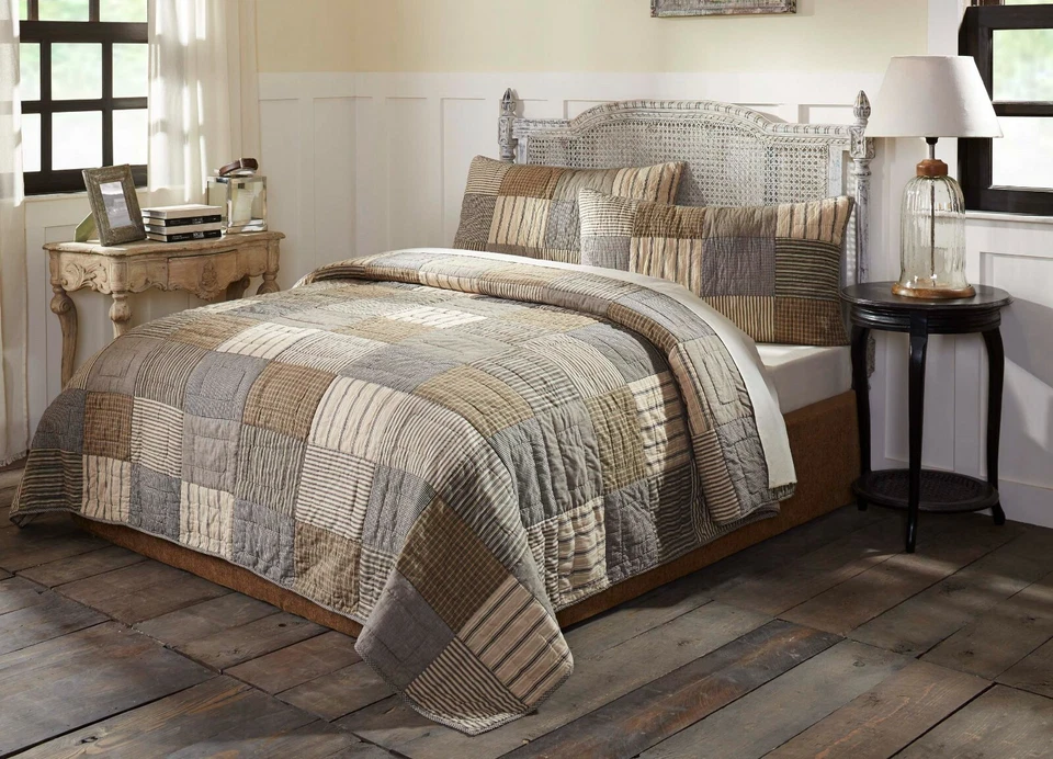 Cal King лоскутное одеяло ручной работы страны блок лоскутное одеяло земли тон серый Sawyer мельница - Изображение 4 из 4