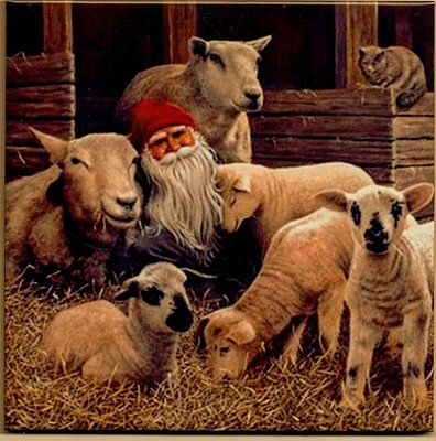 Swedish Trivet Tile In The Barn With Sheep Jan Begerlind 6 X 6