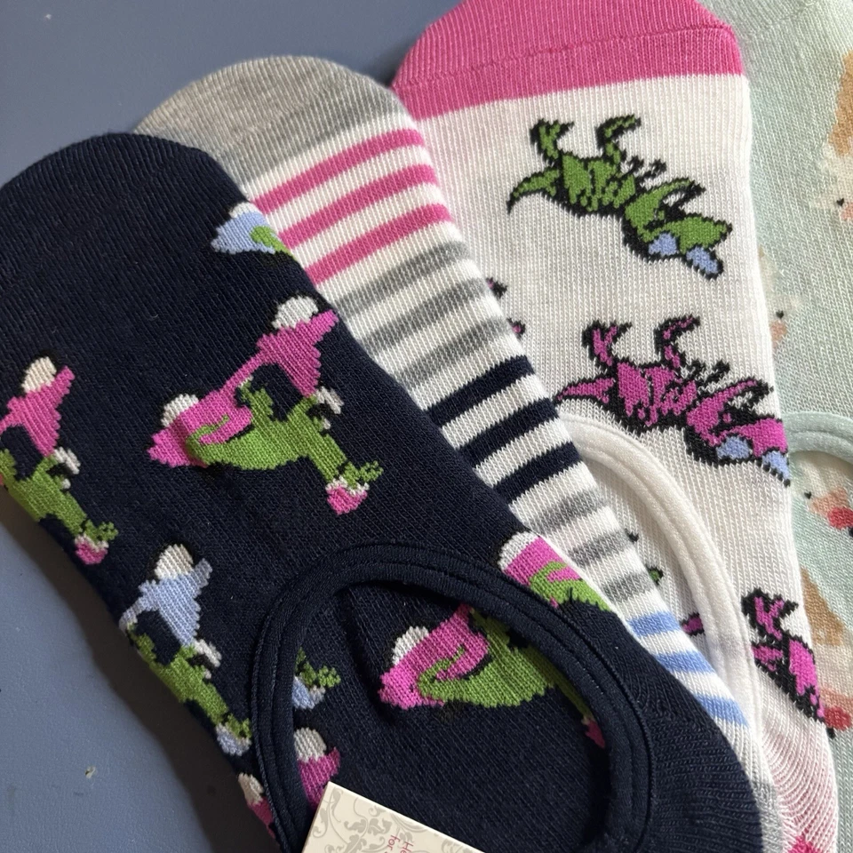 Calcetines Xhilaration para mujer forros antideslizantes 9 pares rayas dinosaurios nuevos con etiquetas Foto 2 de 4