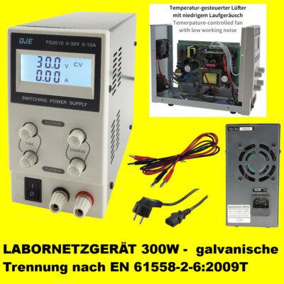 Labornetzgerät LCD-Labornetzteil 300W 0-30V 0-10A regelbar CTL-3010+Prüfkabel