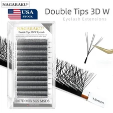 NAGARAKU Automatic Flowering W Shape Bloom Double Tips 3D Premade Fan Eyelash US