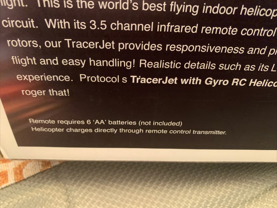 Brand New TRACERJET 3.5 channel radio control helicopter Protocol with